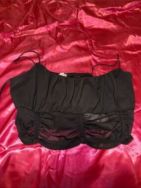 Garage Black Sheer Bustier Crop Top